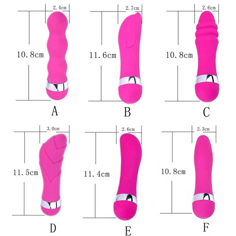 Realistic mini dildo vibrator sex toy for women showing six different style options