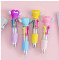 Cute cartoon press ballpoint pen showing one of five possible random designs: Cactus, Fast Food, Fruit and Vegetable, Heart Wing, or Seahorse.