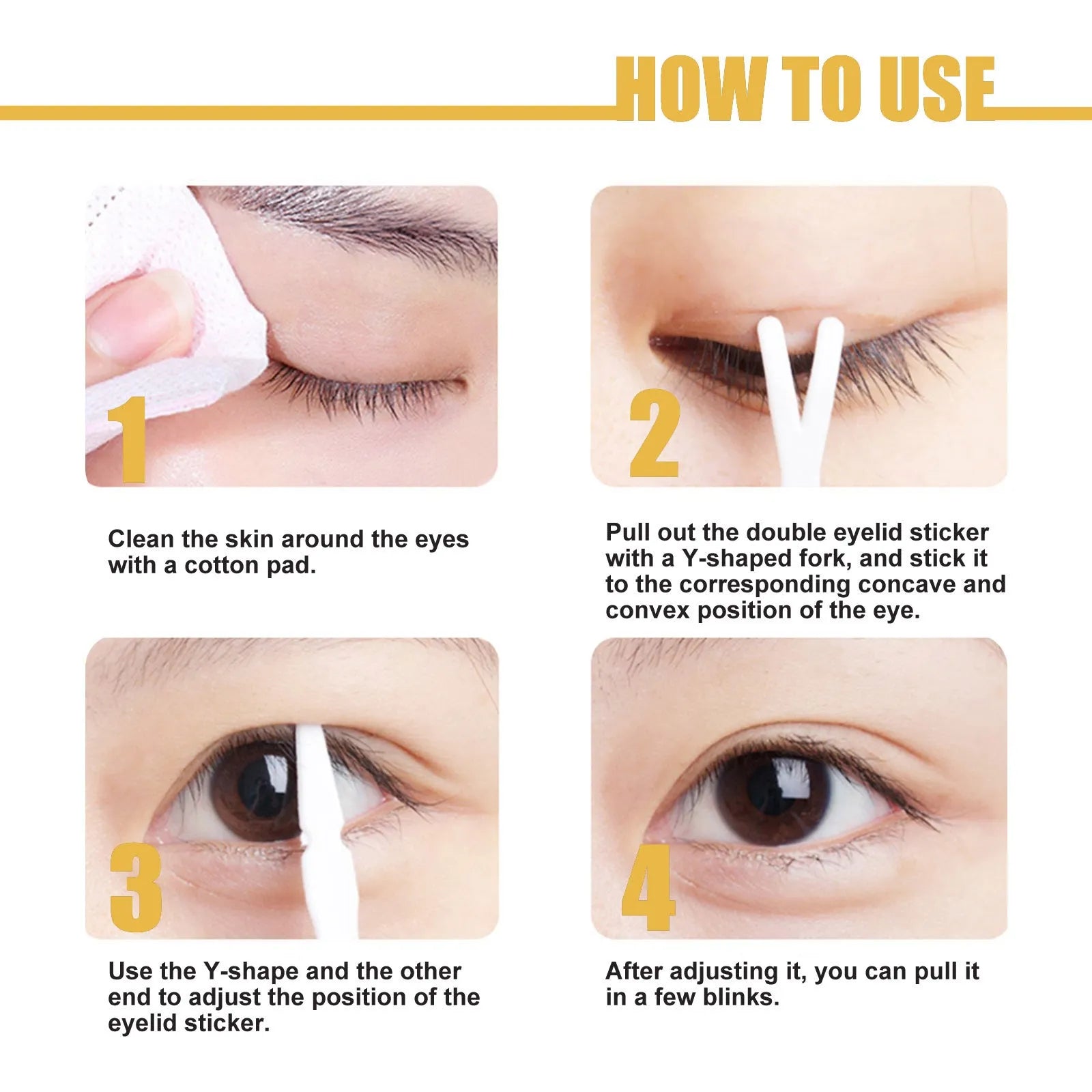 Double eyelid sticker set with 12 sheets of 480 invisible stickers and application tools