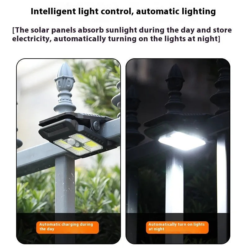 White ABS plastic intelligent induction clip lamp showing clip and sensor, dimensions 11.2 by 7.6 cm.