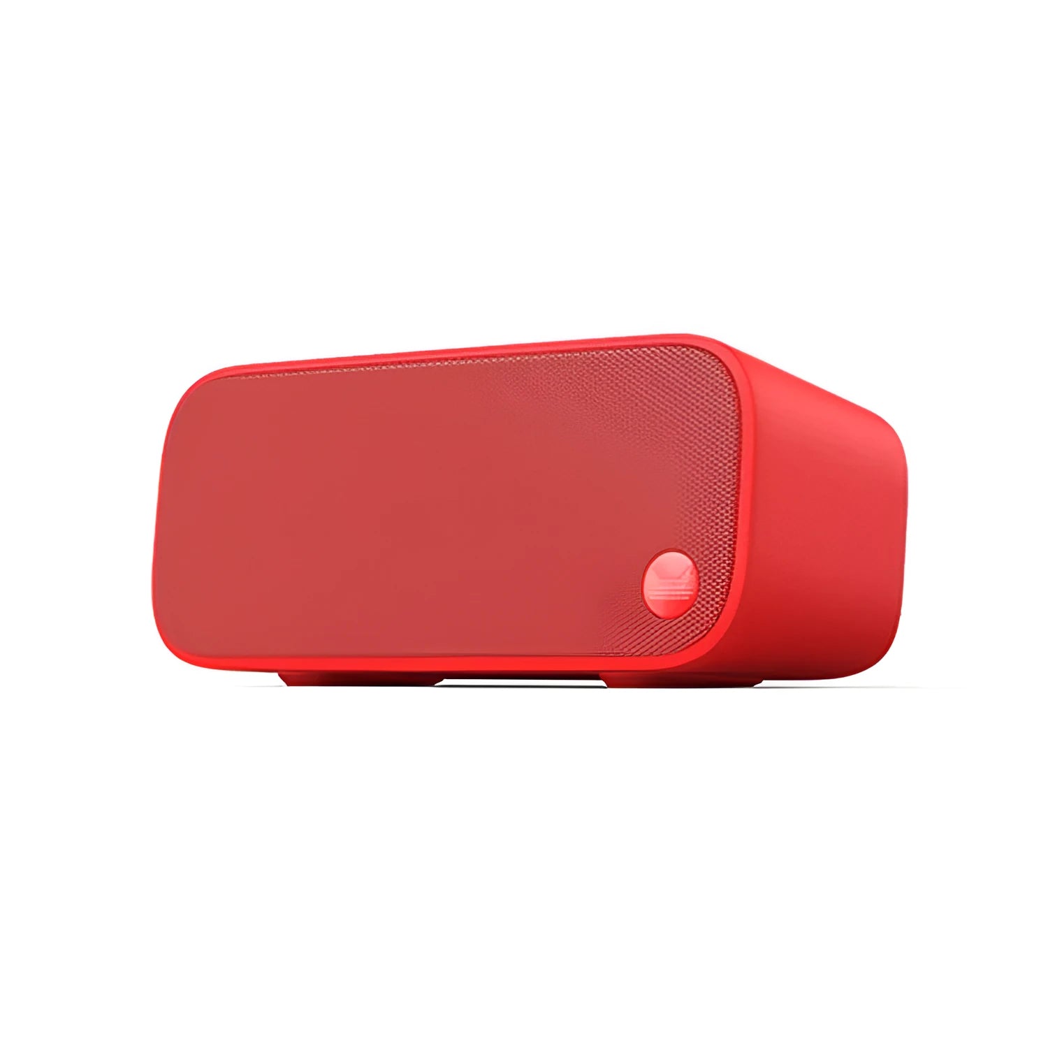 Blue Elf sugar cube shaped AI smart WiFi speaker on a wooden shelf
