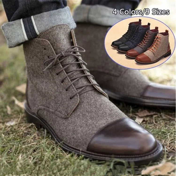 Men's large size leather motorcycle boots with belt buckle detailing in multiple colour options