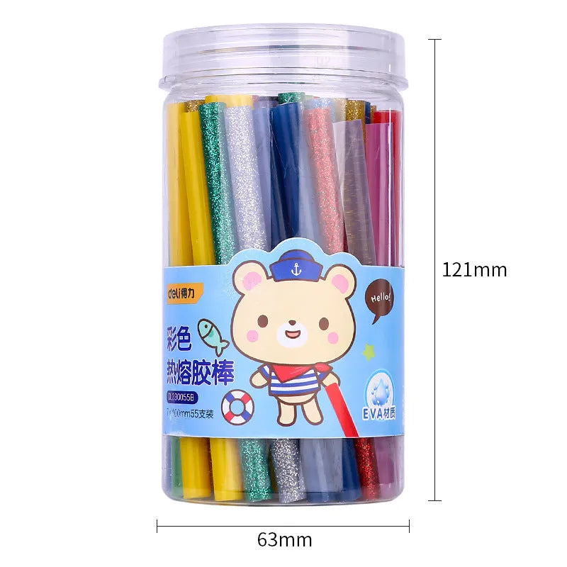 Pack of 55 transparent hot melt glue sticks for 7mm glue guns