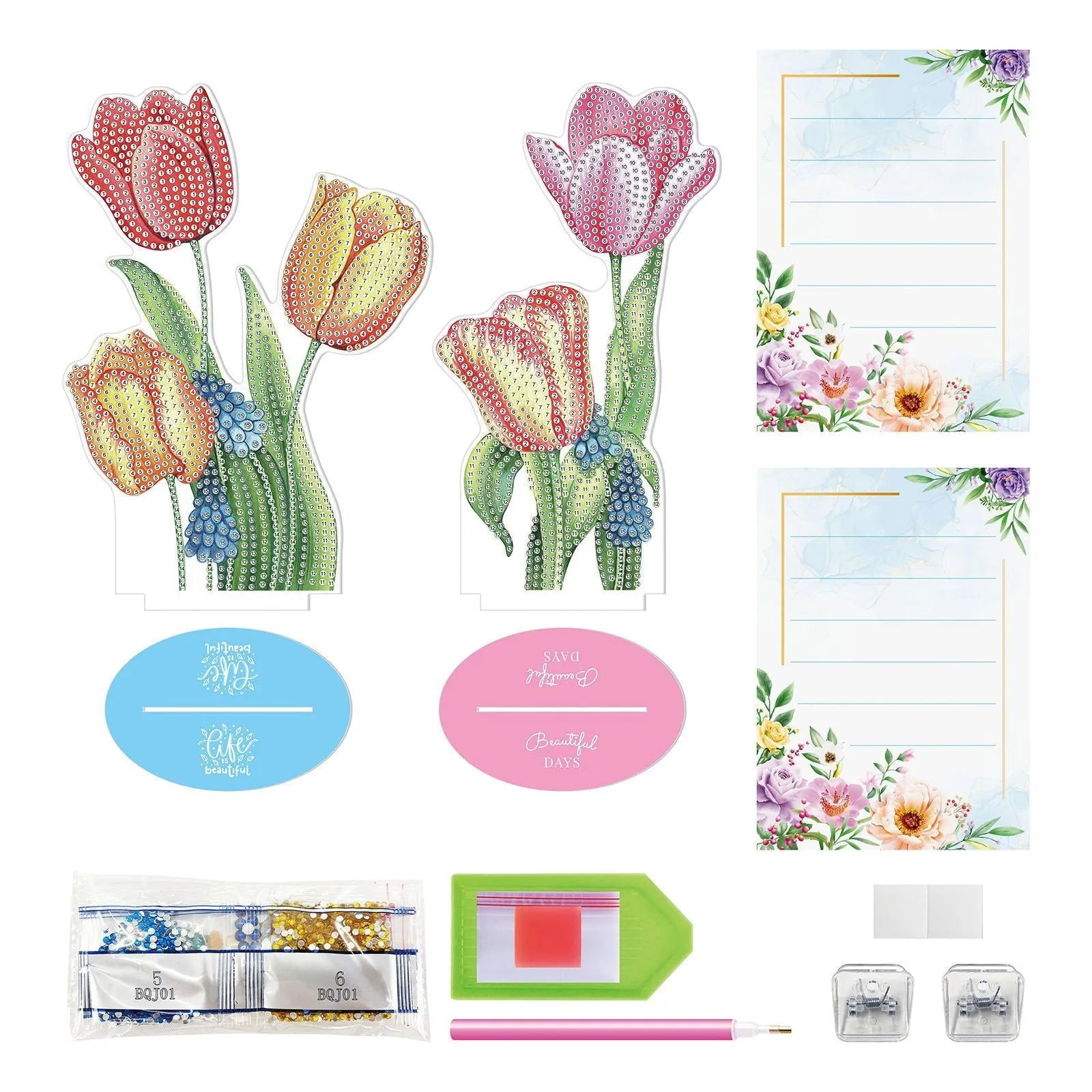 American style handmade diamond painting desktop decoration with note clip, frameless design