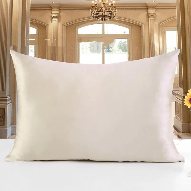 19 Momme double-sided silk pillowcase in apricot colour with hidden zipper closure