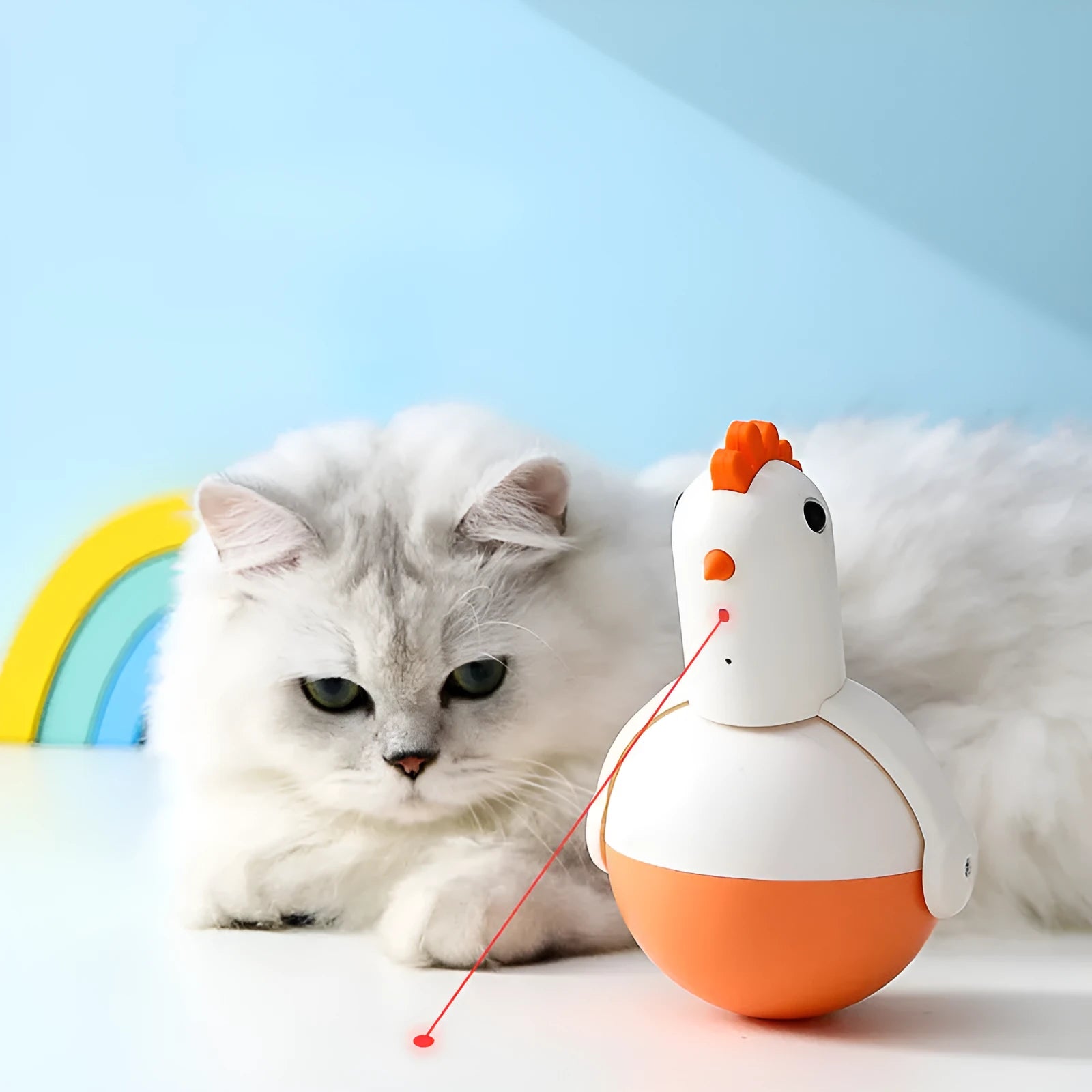 Green or orange electric cat toy with chicken and glass laser featuring automatic motion activation