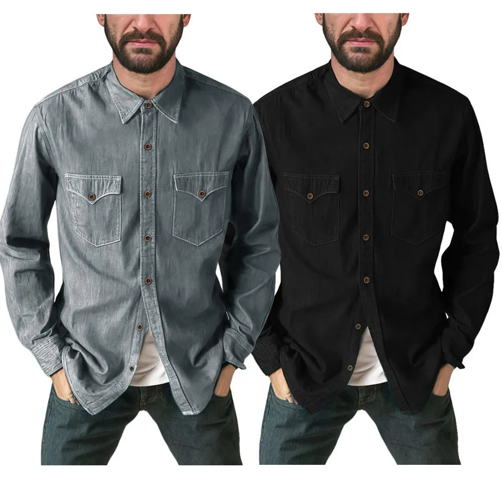 Women's denim cardigan coat in khaki, black, blue, or grey with regular fit Asian sizes