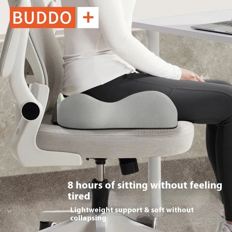 Solid colour memory foam seat cushion with a waist rest for office chair lumbar support.
