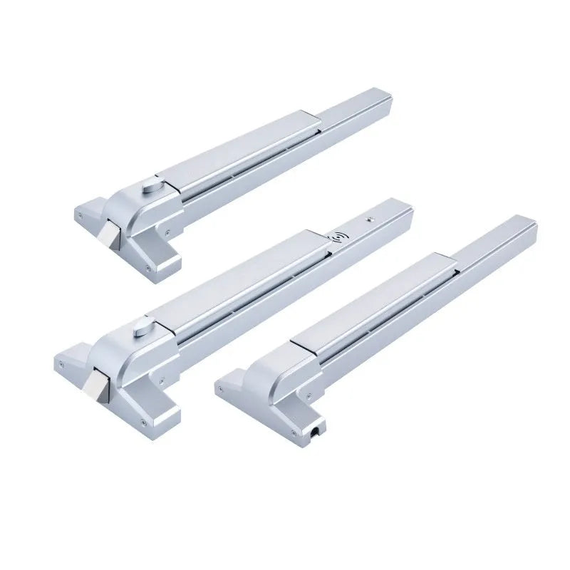 Stainless steel fire door push lock with external handle for 65cm baked paint single doors.
