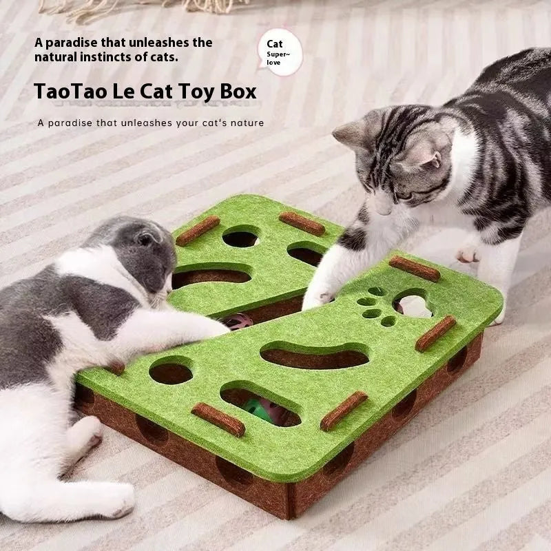 Felt cat scratching box toy measuring 30cm square with 7.5cm height in green brown, camel white, or gray colour