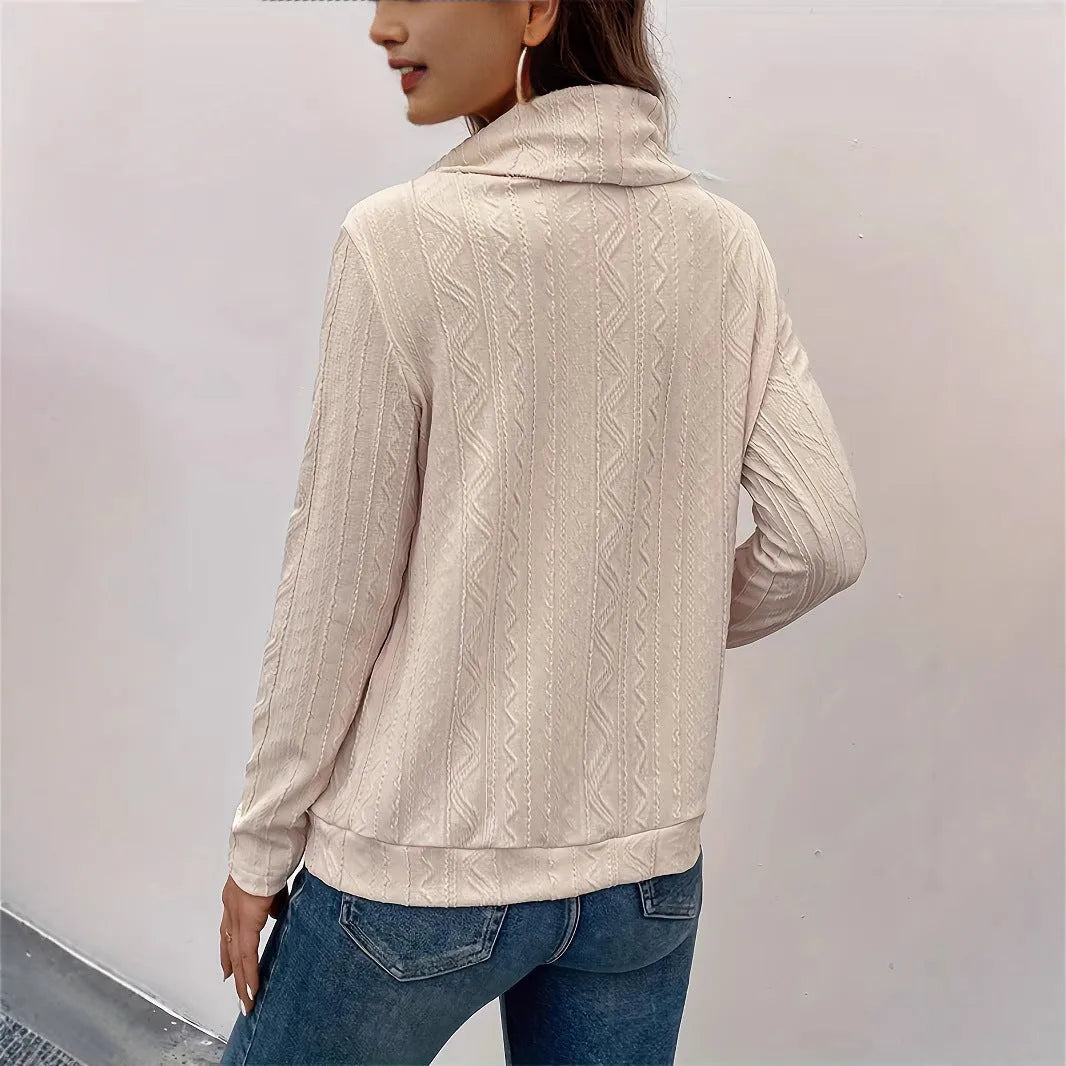 Men's apricot coloured long sleeve hooded pullover sweater with a front drawstring.