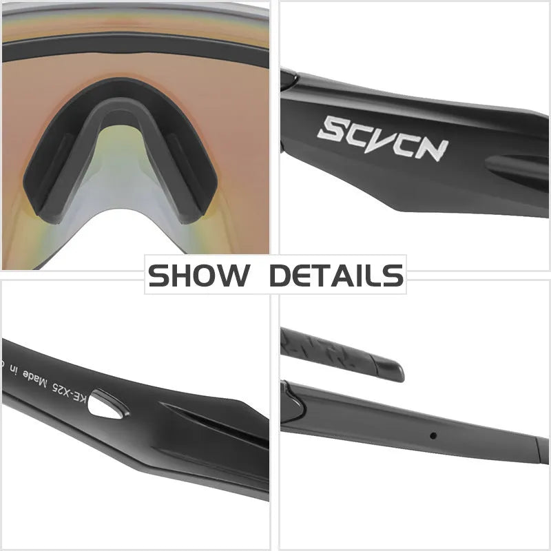 Frameless integrated lens sports glasses with colourful windproof design