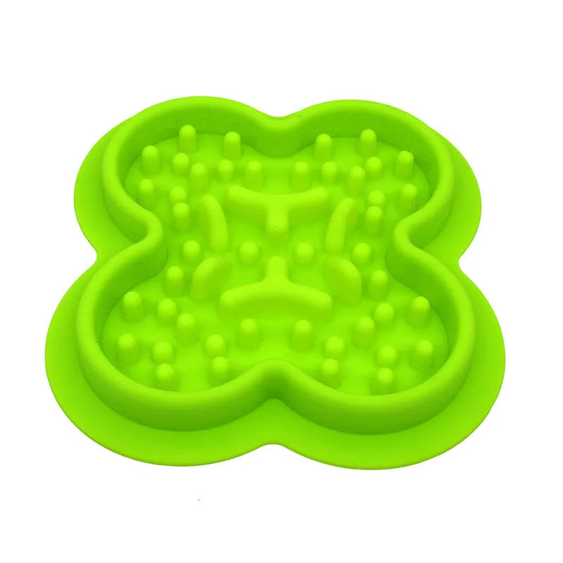 Silicone pet licking pad slow feeder mat in blue, 19cm by 21cm with non-slip base