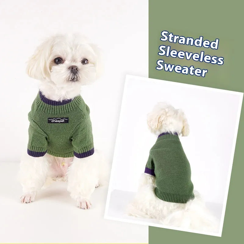British style wool pet sweater with two-legs design in contrast colours for dogs and cats
