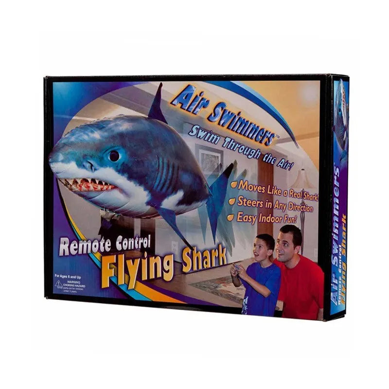 Remote control shark air swimming balloon with infrared controller showing 57-inch length