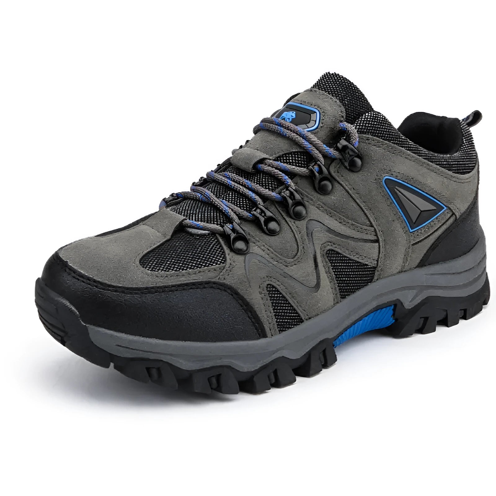 Men's suede low top hiking shoes in army green with rubber sole for anti-slip outdoor use