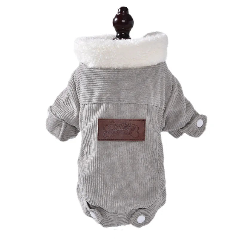 Lambswool grey dog vest with fleece lining for autumn and winter warmth