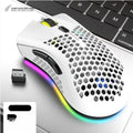 Hollow shell wireless mouse with LED lighting in black, cyan or white colour options