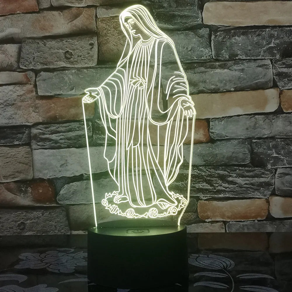 3D LED night light with colourful changing light and laser engraved acrylic plate on ABS base