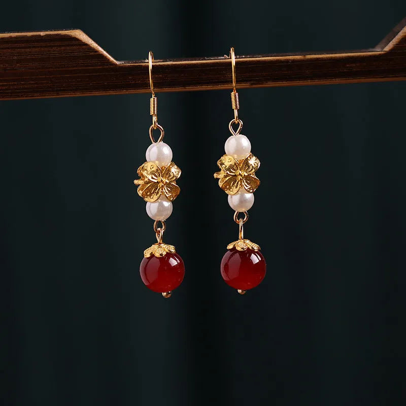Vintage court style geometric retro alloy earrings with electroplated finish in colour earrings 6#
