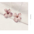 White and pink flower stud earrings for women with floral design
