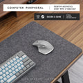 Japanese style grey felt cork oversized desk mouse mat with non-slip base.