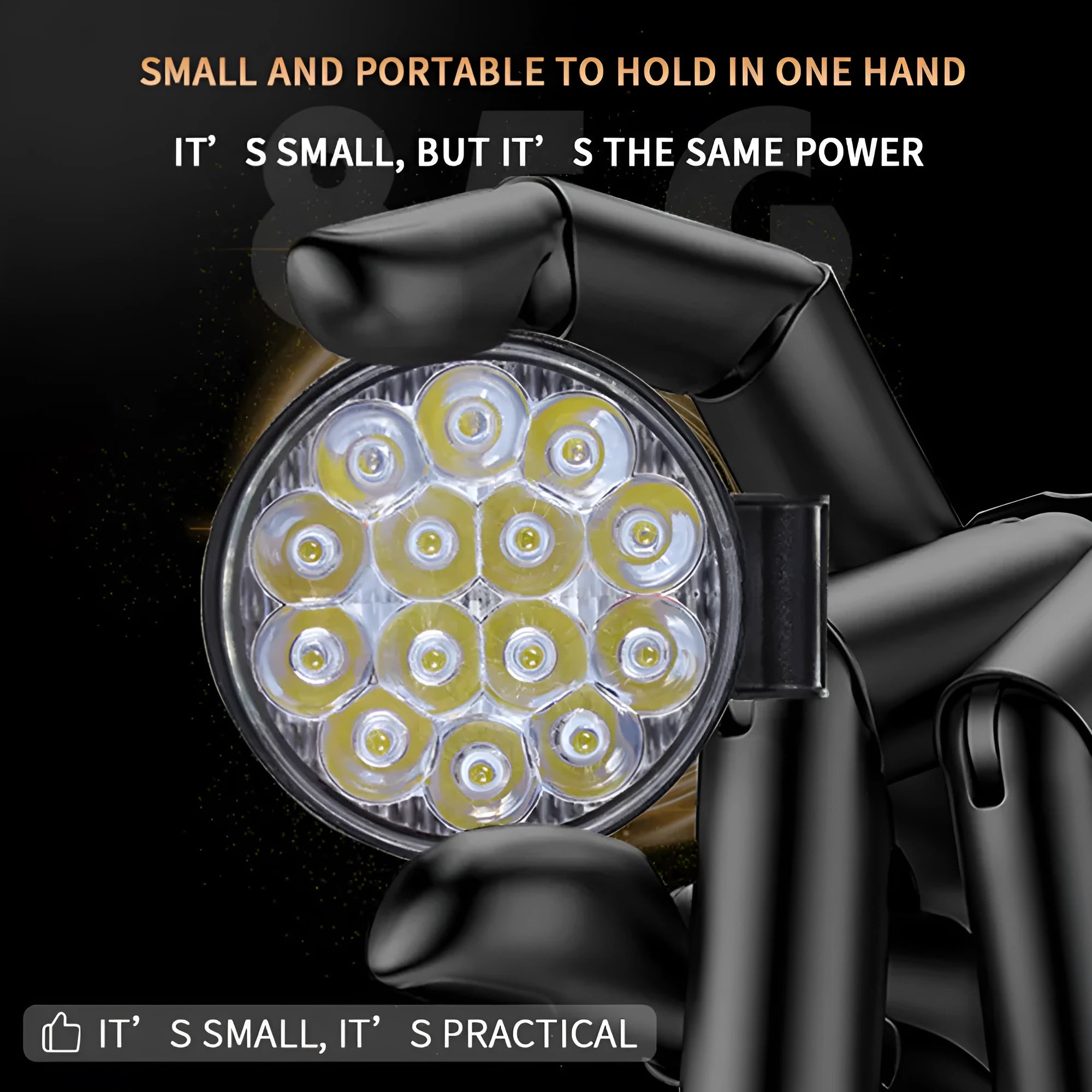 White mini round LED work light with aluminium housing for vehicle and machinery applications