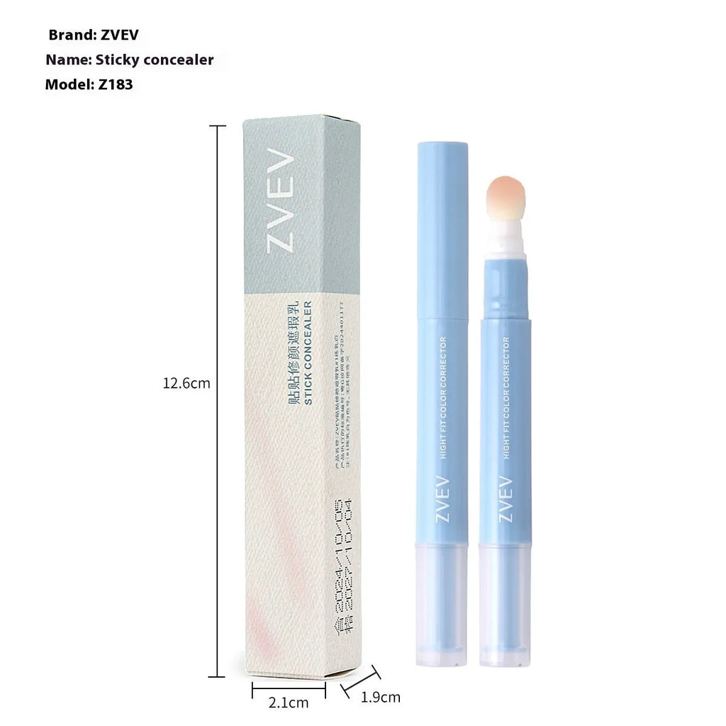 Concealer pen with sponge brush head containing 1.5g of cream in three colour options for skin coverage