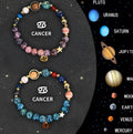 Natural stone beaded bracelet with a zodiac charm on an adjustable cord.