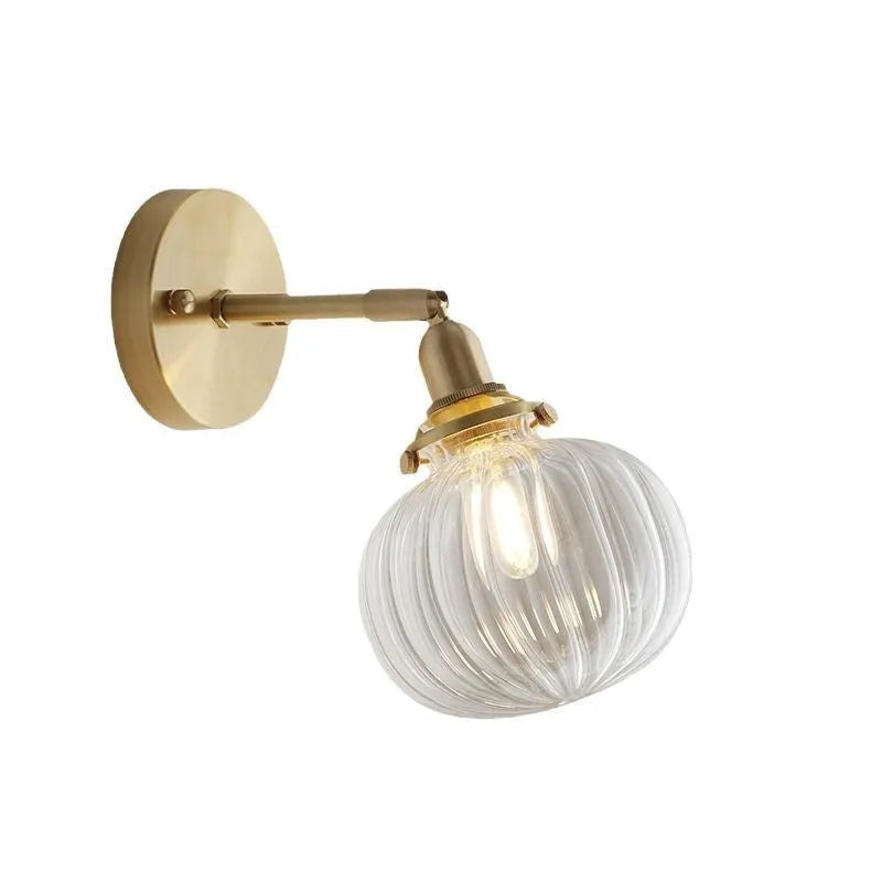 Pumpkin-shaped glass wall lamp with decorative design for living room or bedroom