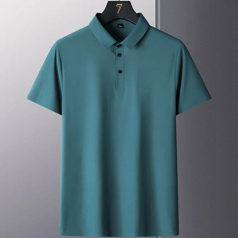 Men's non-ironing business casual shirt in solid colour with short sleeves