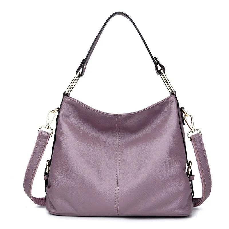 Genuine leather crossbody bag in vertical square shape with multiple compartments and sandwich pocket