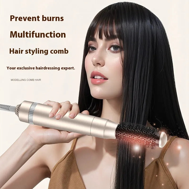 Champagne gold five-in-one hot air comb hair curler with 1000W power and universal voltage