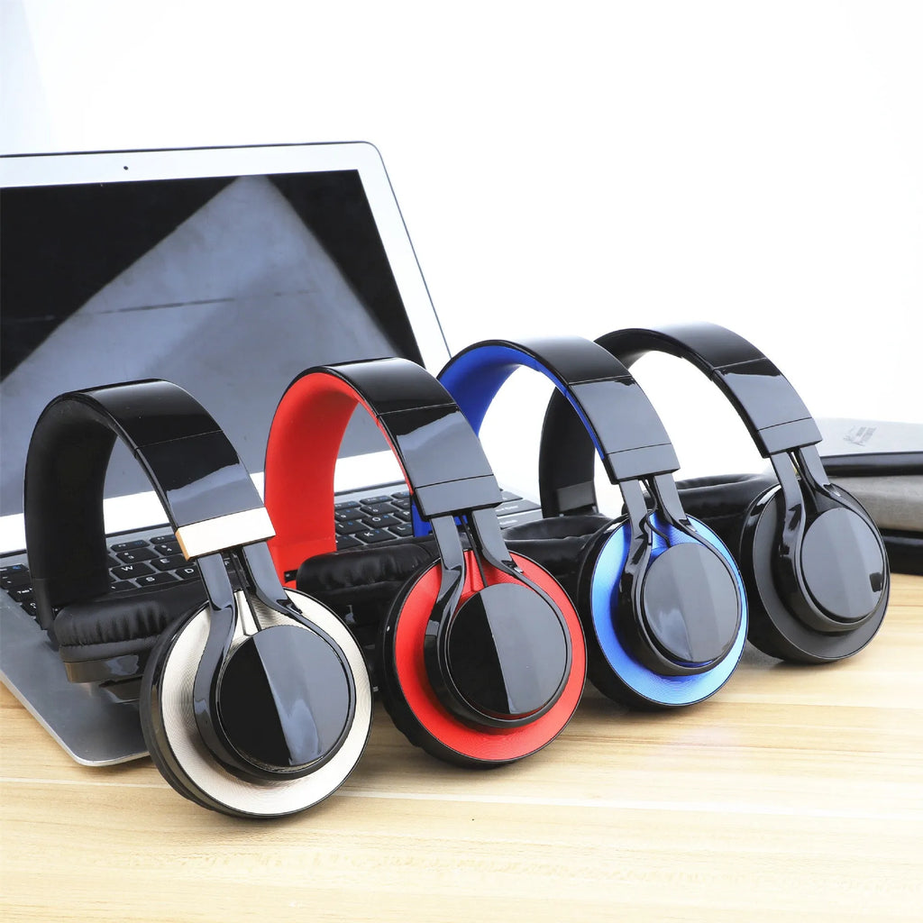 Black wired over-ear headphones with microphone for mobile phone karaoke use