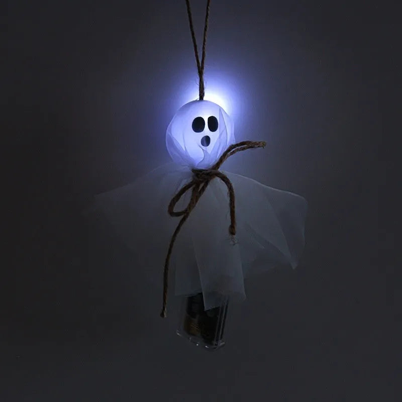Halloween ghost LED lighting chain with battery box and multiple colour options for haunted displays
