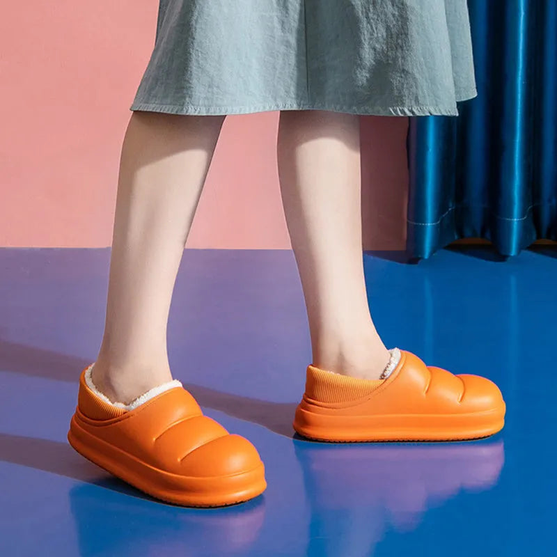 Waterproof cotton couple slippers with EVA sole in multiple colours