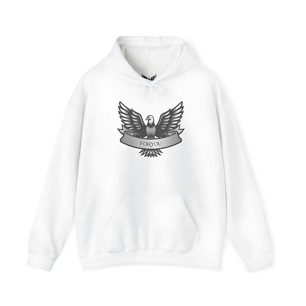 Solid colour cotton blend pullover hoodie for men and women on a hanger