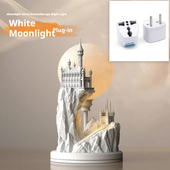 White composite gypsum table lamp with plug-in cord and wire switch