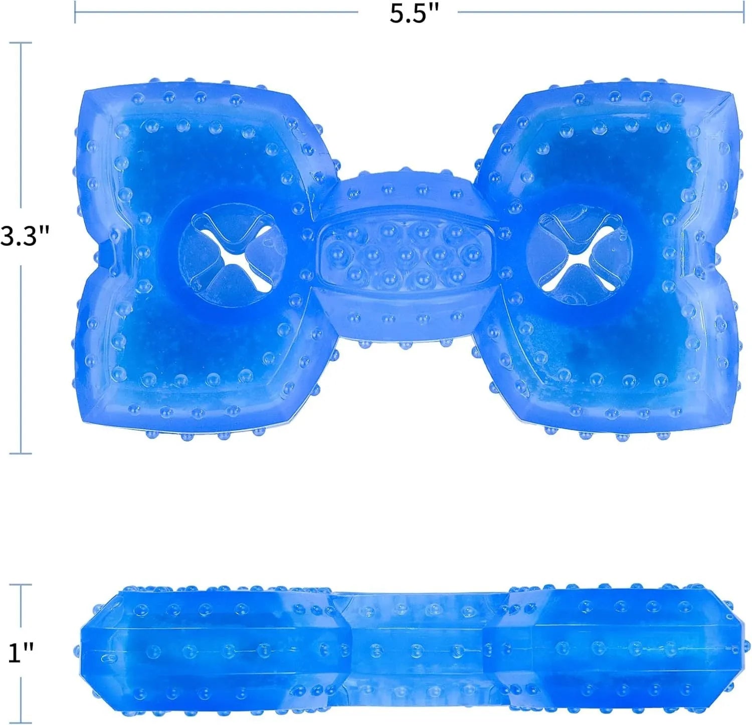 Freezable dog cooling chew toy in bone and circle shapes for teething puppies and anxiety relief.