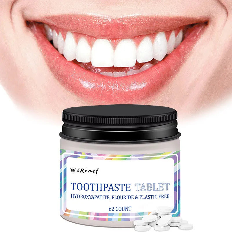 62 piece solid toothpaste tablets in TP19 format for portable oral hygiene