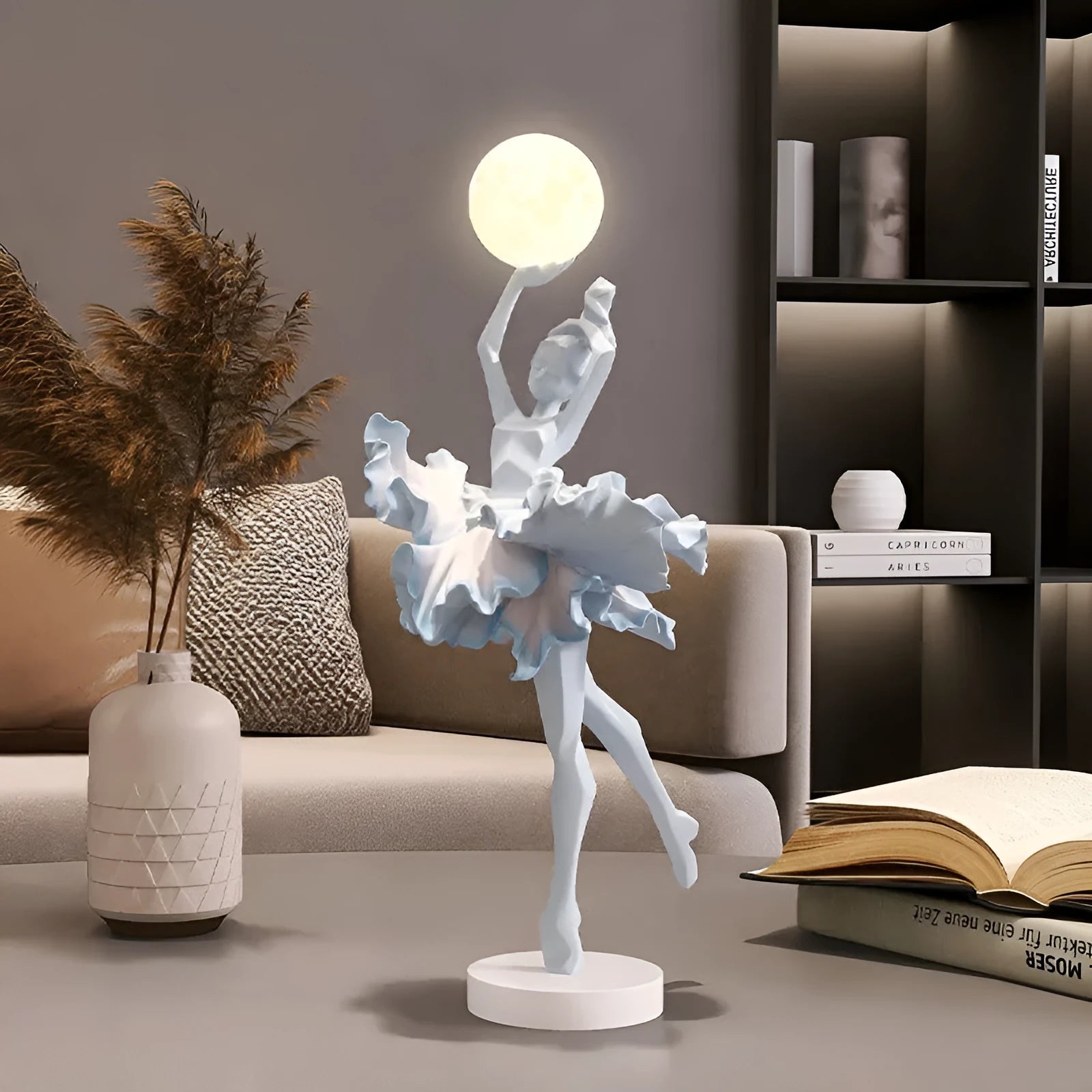 Art Girl Atmosphere resin USB night light ornament in black gold, white, pink, or light blue.