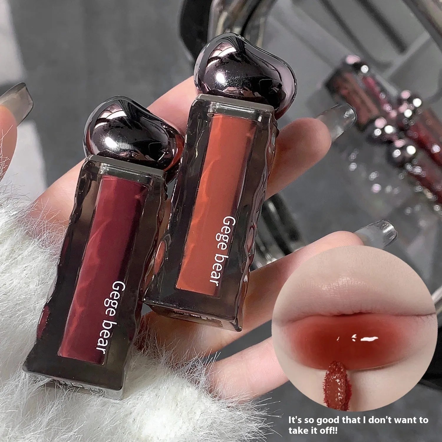 Glacier Lava Lip Lacquer water light mirror makeup in seven numbered shades