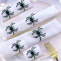 Six black spider Halloween napkin rings made from alloy metal with electrophoresis finish