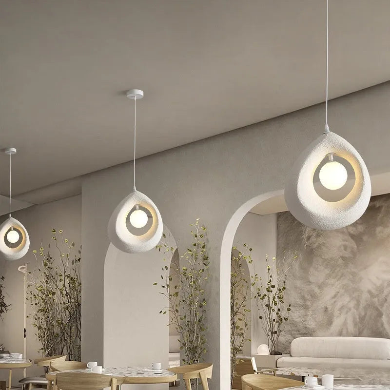 Modern retro restaurant bar chandelier with 32x35cm milky white lampshade pendant light