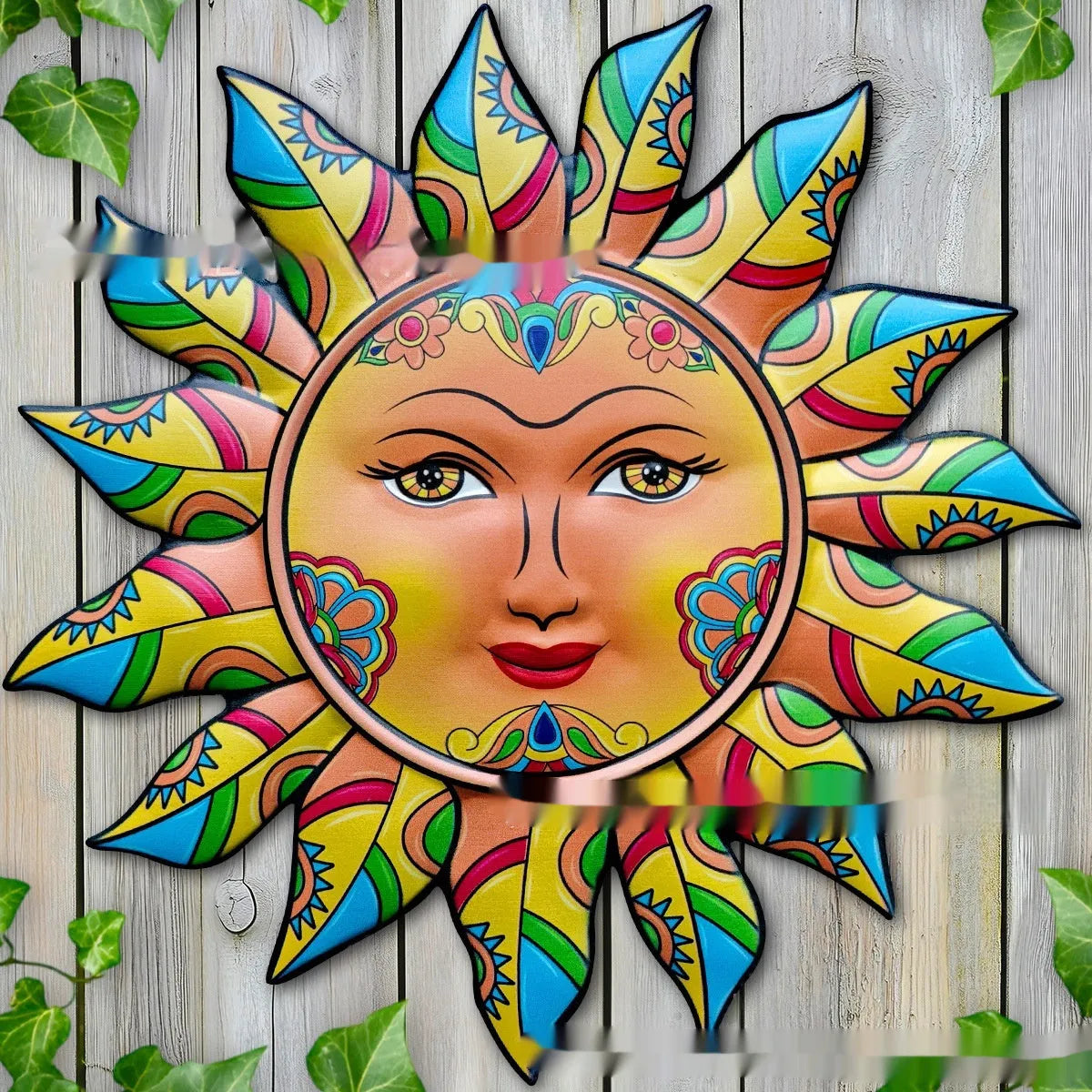 Iron sun face metal wall hanging decorative craft for indoor living room decoration
