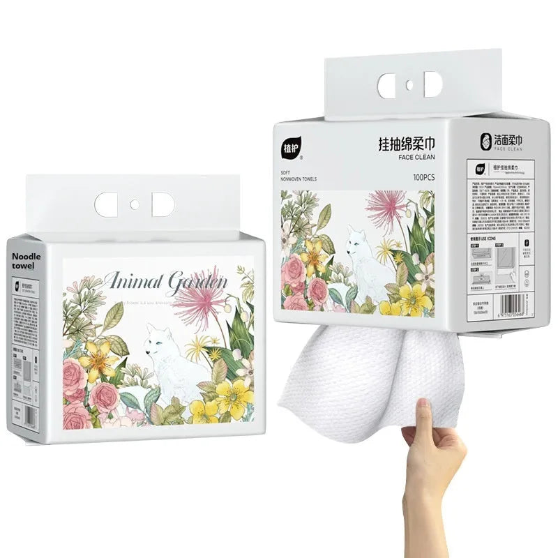 Disposable face cloth towel roll on a removable hook, showing winter soft cotton colour.