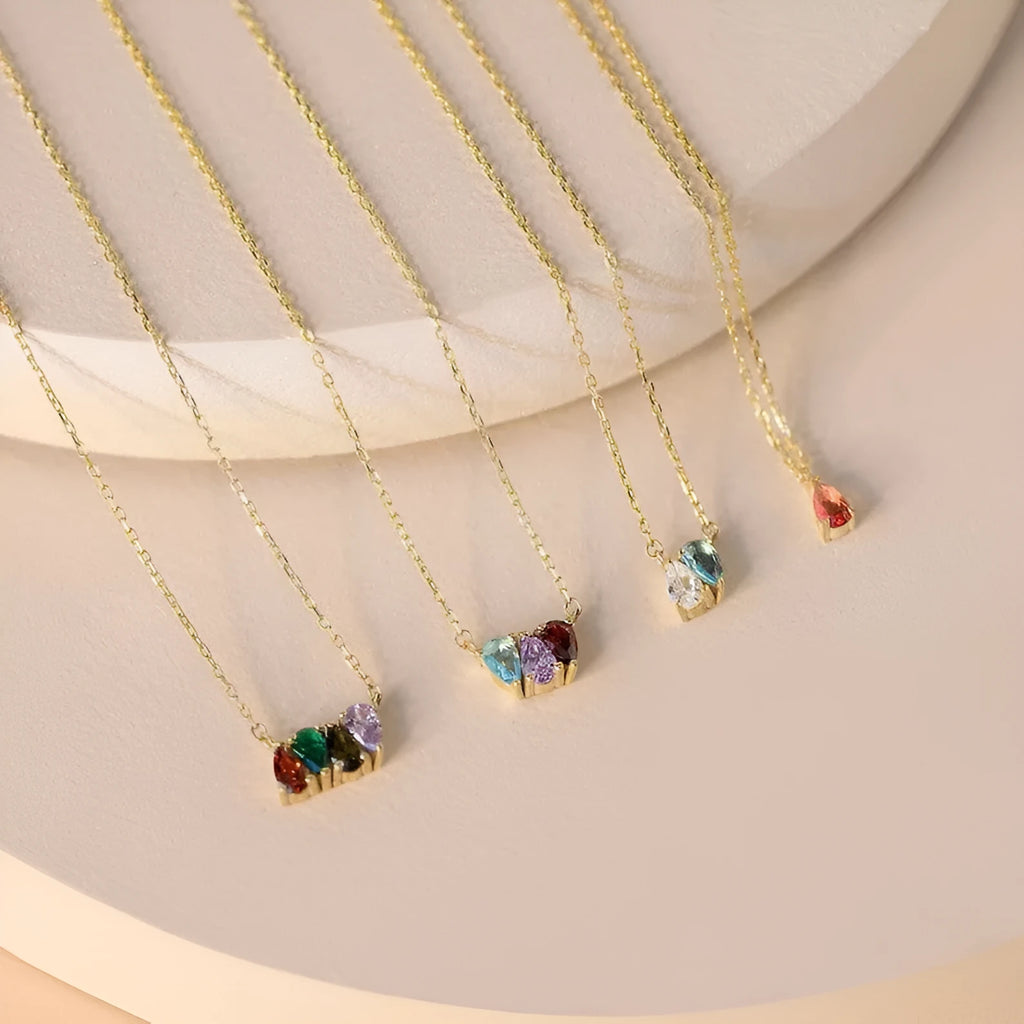 Zircon birthstone necklace on titanium steel chain with diamond pendant in silver finish