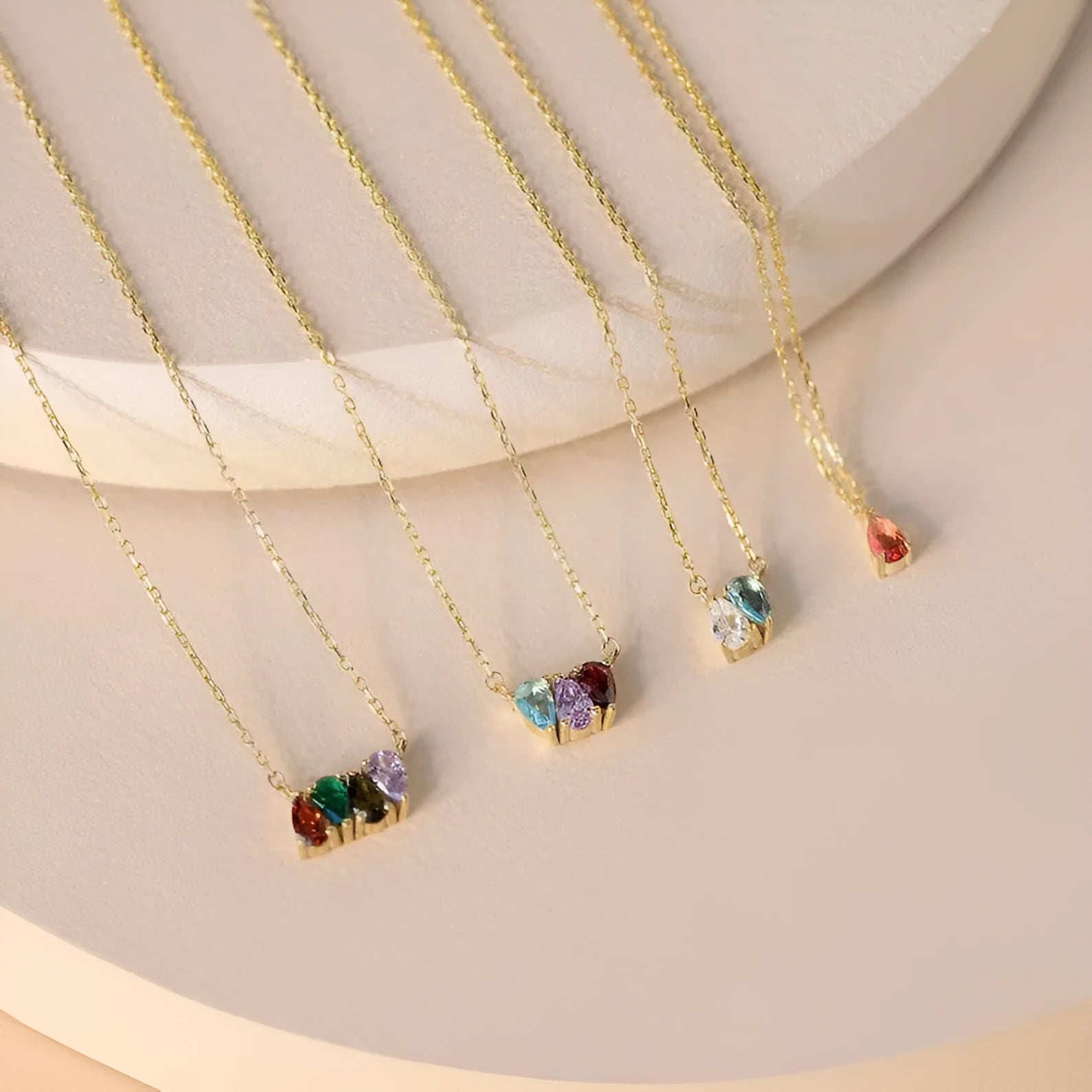 Zircon birthstone necklace on titanium steel chain with diamond pendant in silver finish
