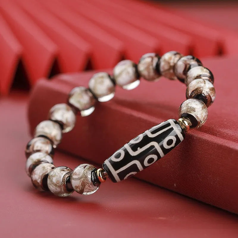 Coloured glaze bracelet with ancient five-colour snake lucky beads and auspicious patterns