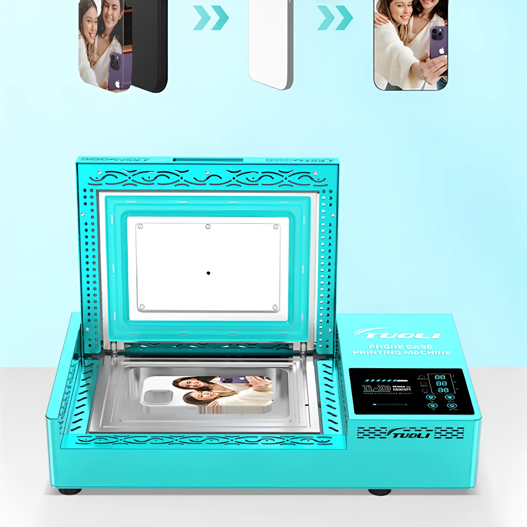 Metal phone case transfer printing press machine for thermal transfer customization